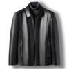 Autumn Genuine Leather Jacket for Men, Slim Short Lapel Leather Jacket, Middle-aged and Elderly Men's Genuine Leather Jacket for Dad