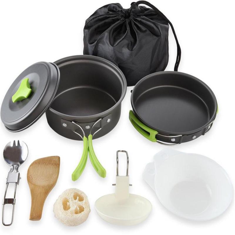 2021 High Quality Outdoor Fast Thermal Conductivity Tableware Mess Kit Kettle Cup Pot Set for Camping Hiking Picnic Travel Cookware Set
