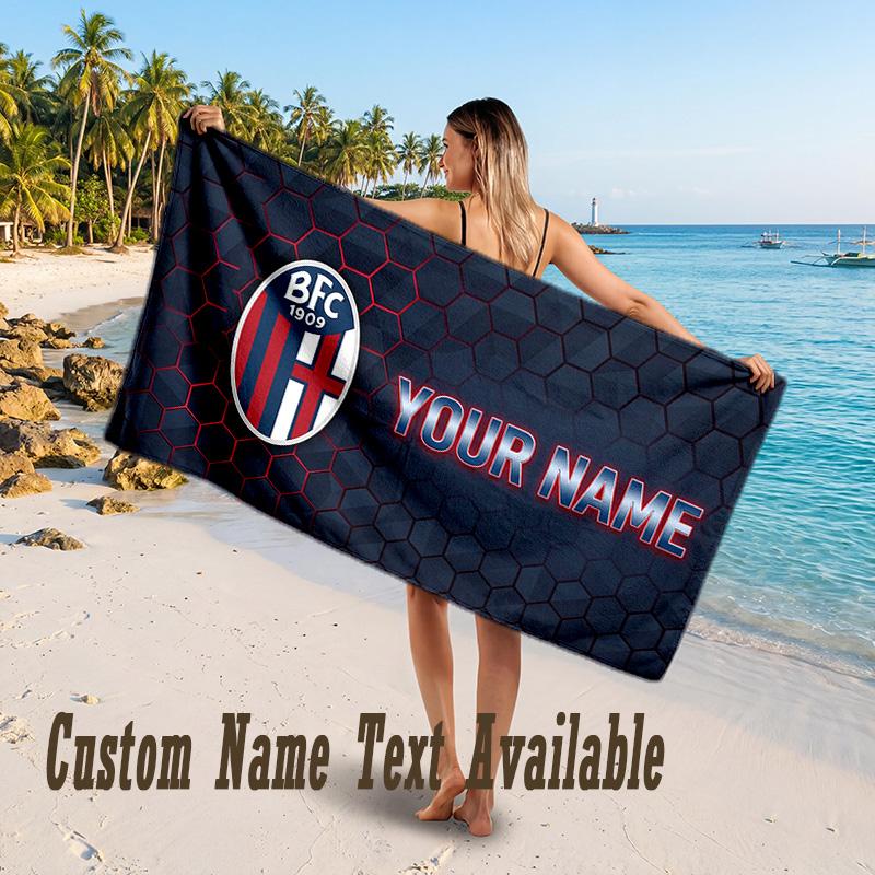 Bologna FC Design Beach Towel Custom Text Large Towel for Beach Vacation