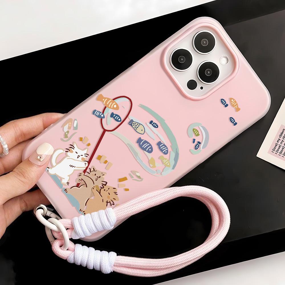 Bemalte Handyhülle für iPhone 15 11 13 14 für 15 16 Pro Max 12 13 16 Pro Niedlich Fasion Lustig Lanyard Handyhülle Neueste Top-Selling-Empfehlungen