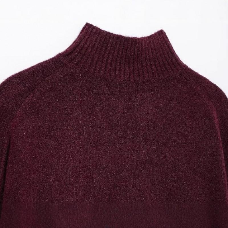 Womens High Neck Knit Sweater Loose Fit Solid Color Long Sleeve Pullover Winter