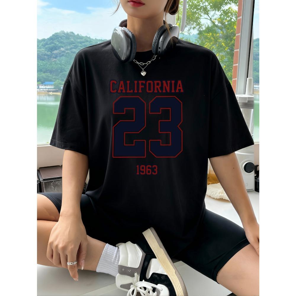 California Number 1963 Prints Womens T-Shirt Casual Summer T Shirts Cotton Tops Loose Breathable Woman Streetwear