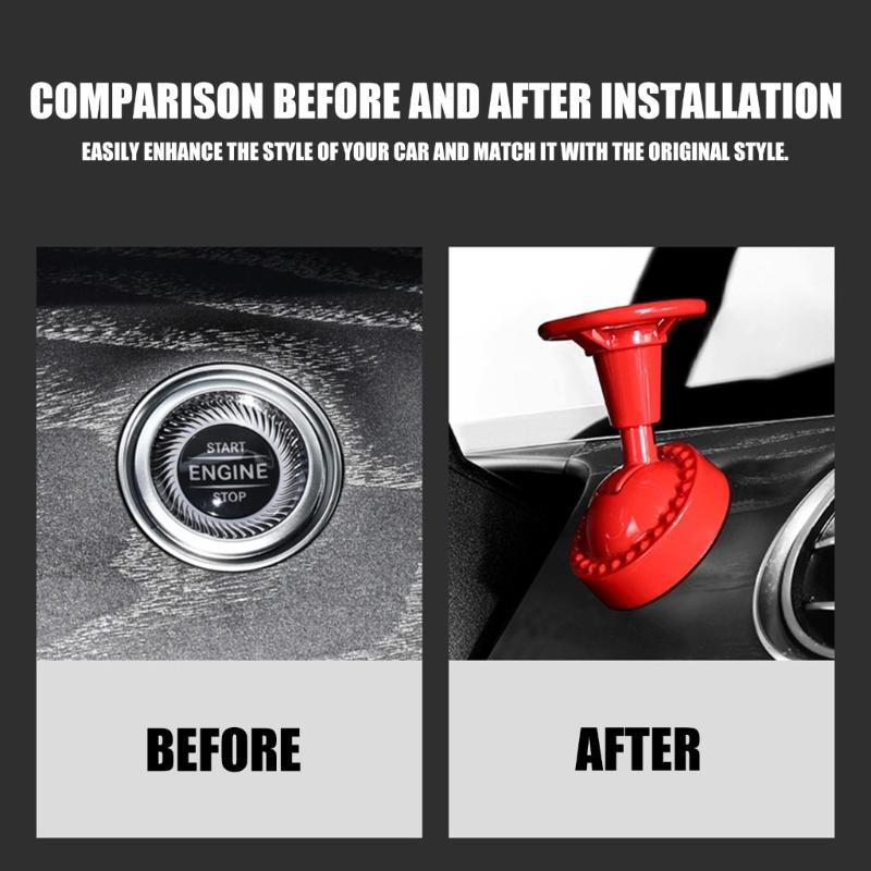 Metal 3D Steering Wheel Pattern Push Start Button Cover For Cars With 3 Color Option Universal Fit Easy Installation