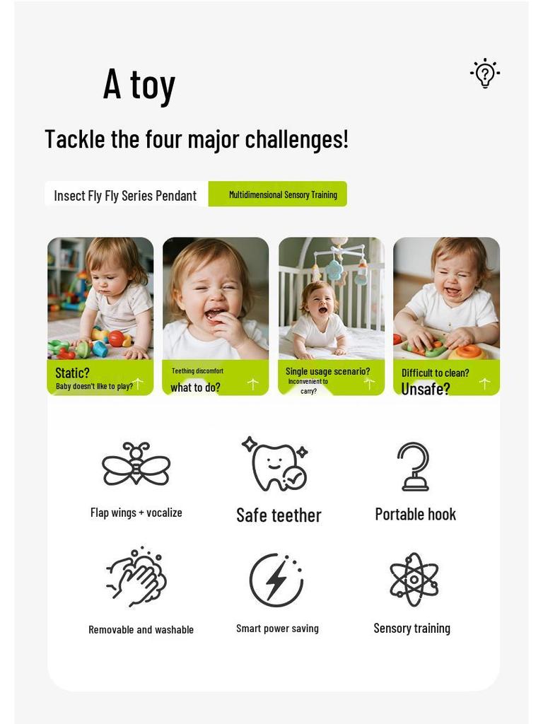 Jollybaby Dynamic Insect Flapping Wings Stroller Rattle with Soothing Music
