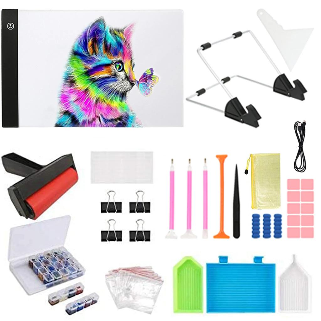 133 Pcs DIY 5D Diamond Painting Tool Set With A4 Tracing Light Box