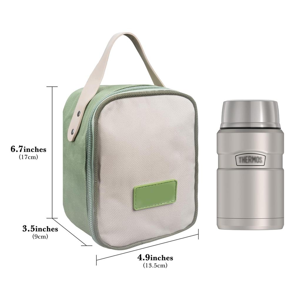 Linkidea Insulated Food Jar Thermal Snack Lunch Cooler Bag for Food Perfect for Office Work or Outdoor Compatible with THERMOS 16 and Blockhutte Bag,