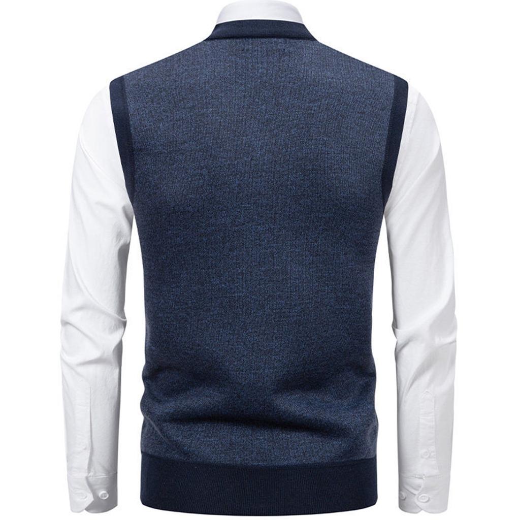 Men's Winter Fleece-Lined Plaid Vest, Pullover, Loose-Fitting Men's Sleeveless Sweater Vest