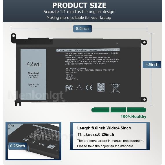 

Аккумулятор для ноутбука 42 Вт·ч WDXOR для Dell Inspiron 13 15 5000 7000 Series 15 5565 5567 5568 5578 5579 7560 7570 13 7368 7378 5378 17 5765 5767 5770 P58F
