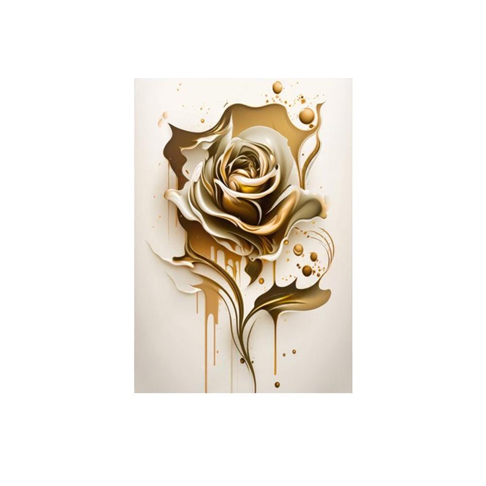 Golden Floral Art Posters, Gold Rose Wall Arts, Abstract Flowers Prints, for Living Room, Office,Wall Decor, No Frame
