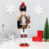 Natural Wood Nutcrackers Statue Ornament 30cm Tall Bagpipe Drummer Soldier Figure Home Decoration For Family Festivities