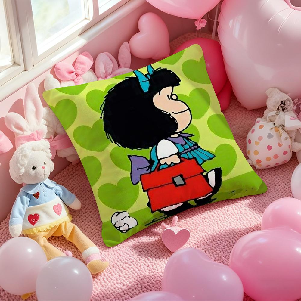 M-Mafalda Cartoon Cushion Cover Pattern Printed Pillowcase for Living Room Sofa Cushion Cover & Bedroom Decor