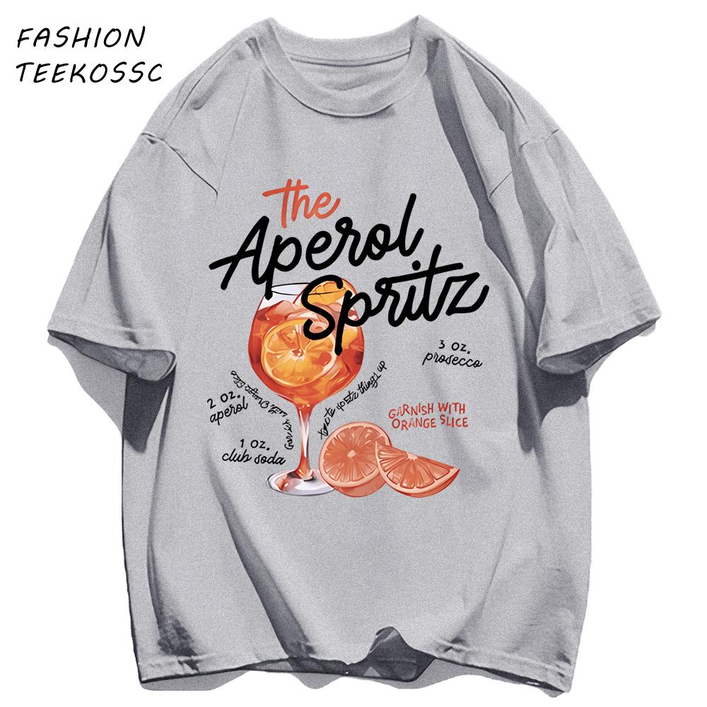 Orange Slice Red Wine Goblet Print TShirts Men Colour ONeck T Shirt Cotton Oversized Top Unisex AllMatch Casual Streetwear