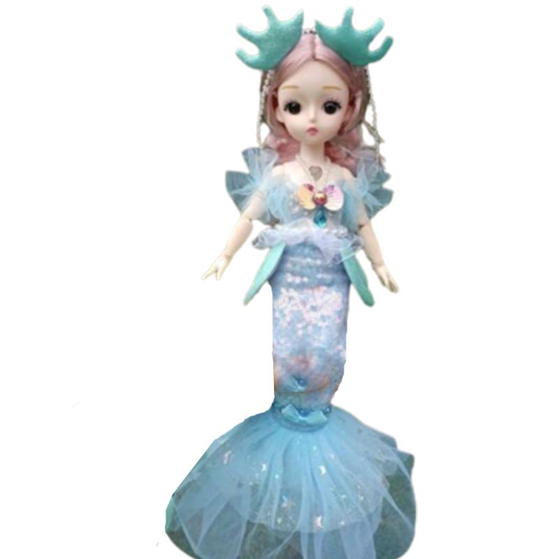 

Mermaid Barbie Dolls Music Toy Glowing Movable Joints Fish Tail Gift Princess синій