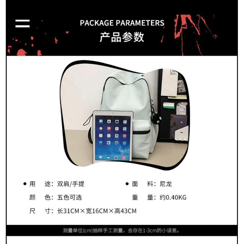 Japanese Ins Fashion Brand Light Solid Color Backpack Korean Girl All-matching Travel Casual Simple Schoolbag