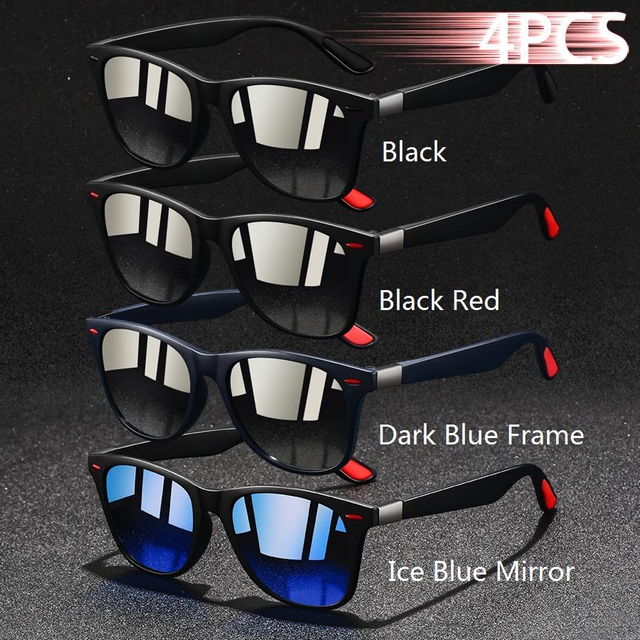 4 PCS Vintage Metal Sunglasses Men Women Luxury Designer Sun Glasses Anti Glare UV400 Fishing Driving Eyewear
