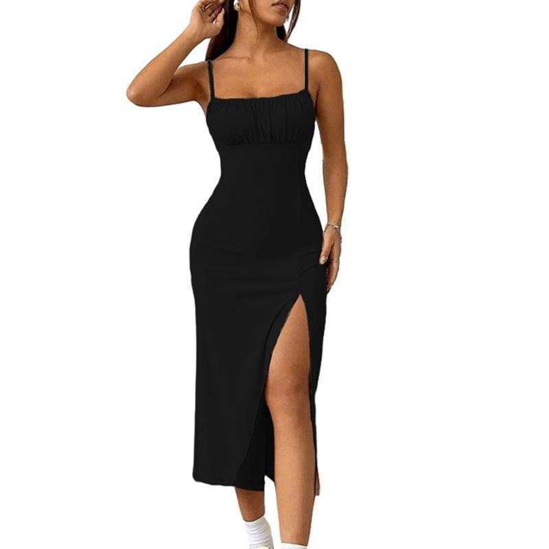 Women's Square Neck Sleeveless Halter Split Dress