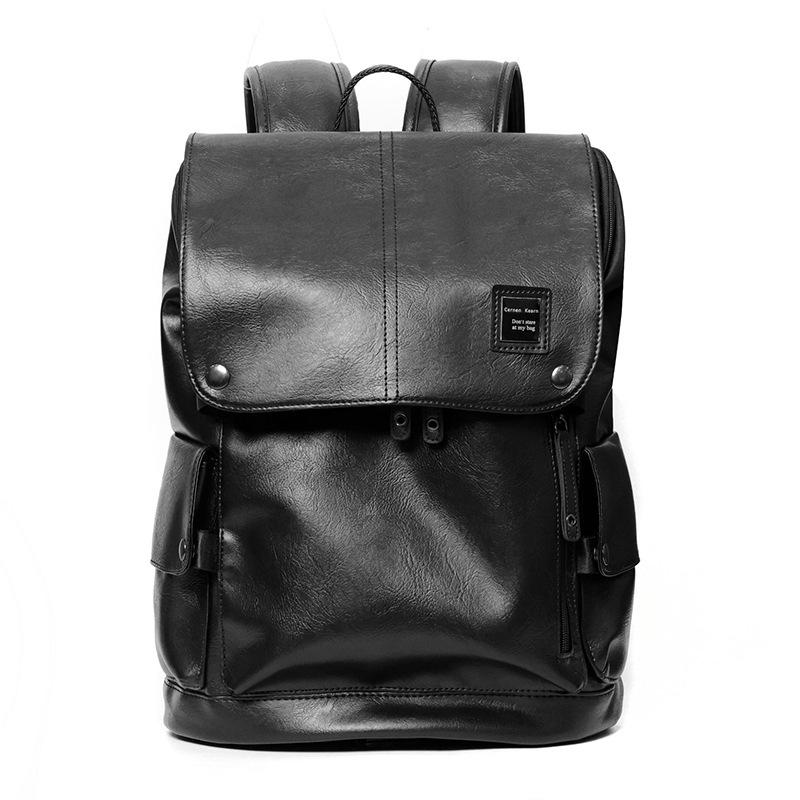 

Мужской кожаный рюкзак: Модная повседневная дорожная и школьная сумка для студентов чёрный