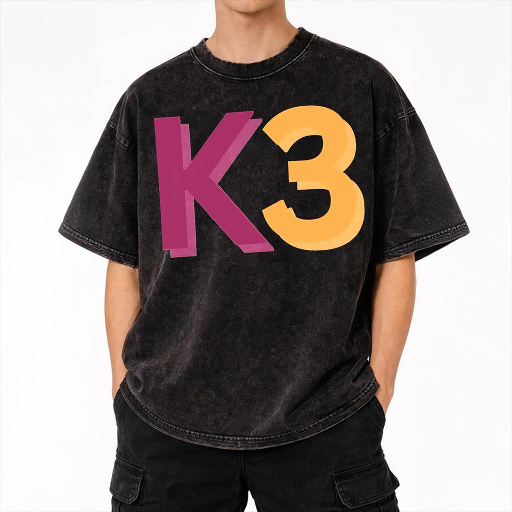 Amor Amor K3 Studio100 Girl Group Merch Washed T Shirts for Men Women Streetwear Hip Hop T-Shirt Summer Tees Short Sleeve