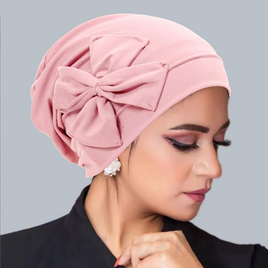 Muslim Women Inner Hijab Hat Bowknot Turban Indian Bonnet Headscarf Beanies Hair Loss Head Wrap Chemo Cap Turbante Mujer