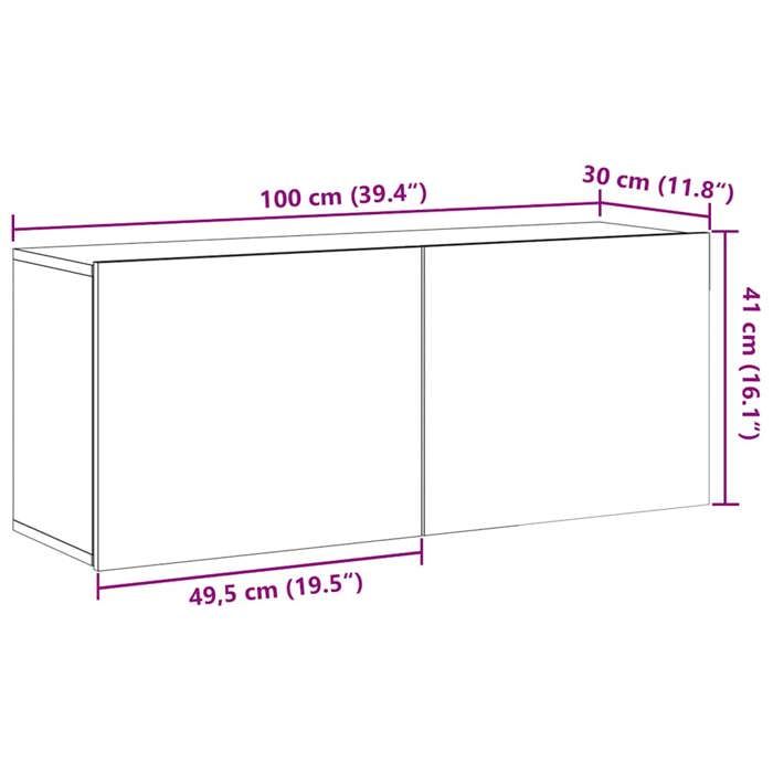 VidaXL Meuble TV mural chêne artisanal 100x30x41 cm, support TV, armoire média, console TV, meuble HiFi, centre de 857671