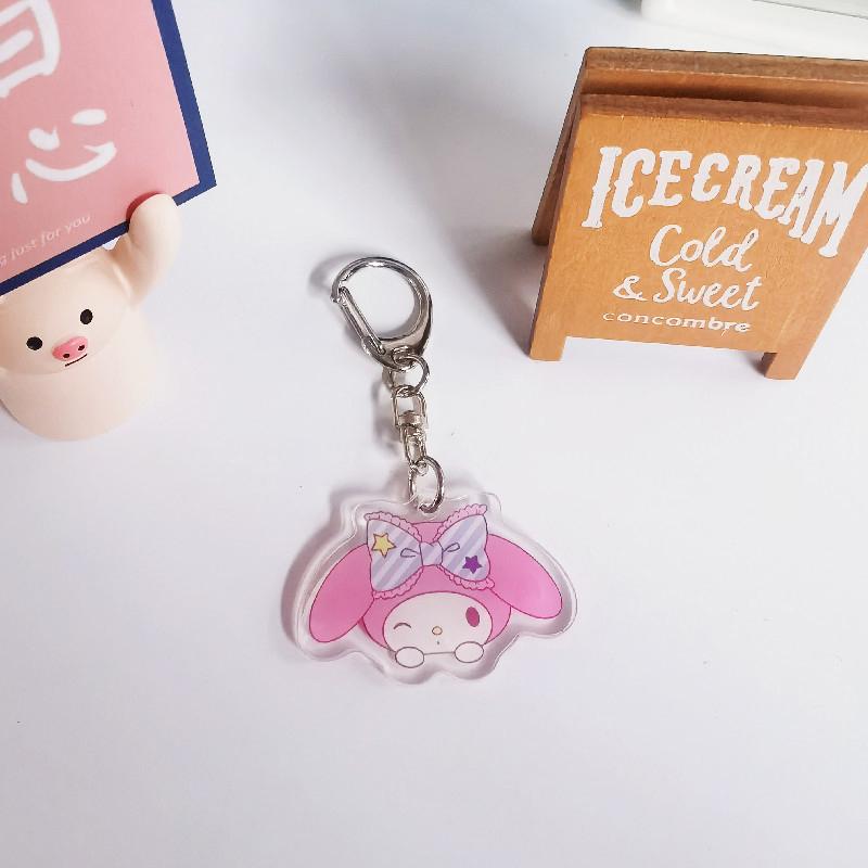 Melody Kuromi Cinnamon Dog Pendant Keyring Cute Keychain Kitty Schoolbag Pendant Acrylic Bag Pendant Accessories