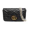 [Pre-Owned] GG Marmont Gold Vintage Double G Logo Card Holder Leather Two In One Shoulder Crossbody Mini Bag - Very Good #ELL79M