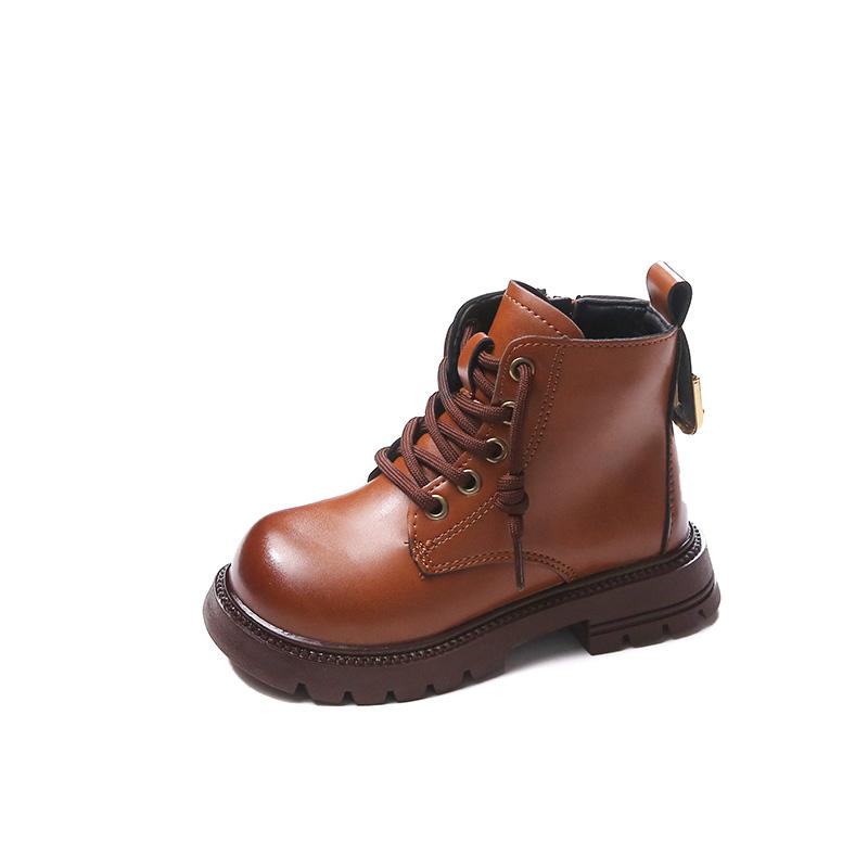 

boys boots children s autumn and winter short boots with thickened lining in British style 26 коричневый