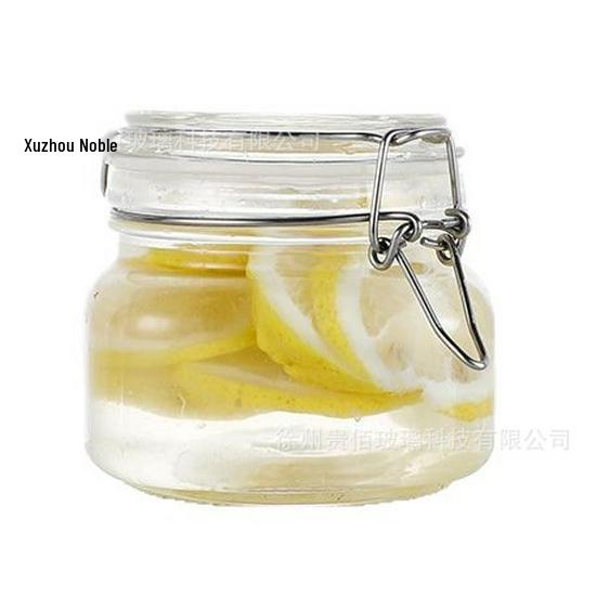 Small Capacity Snap Lid Glass Storage Jar for Dried Fruit & Tea