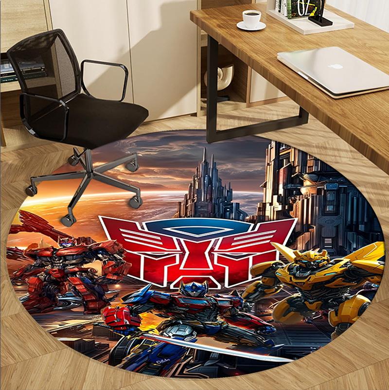 Transformers Pattern Round Rug, Indoor/Outdoor Mat, for Picnic, Gameroom, Bedroom, Office, Living Room, Home Decor Carpet, Birthday Gift