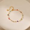 K Gold Plated Multicolor Glass Crystal Pearl Bracelet For Women