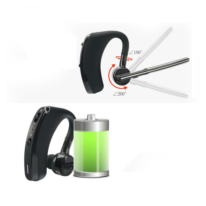 Bluetooth Business Stereo Headphone Wireless Hands-free Mic Headset with Voice Control Noise Reduction Earphone Ear Hook Earbud