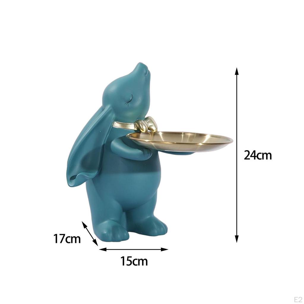Figurine Storage Tray Cake Stand Bunny Statue for Table Year Decoration