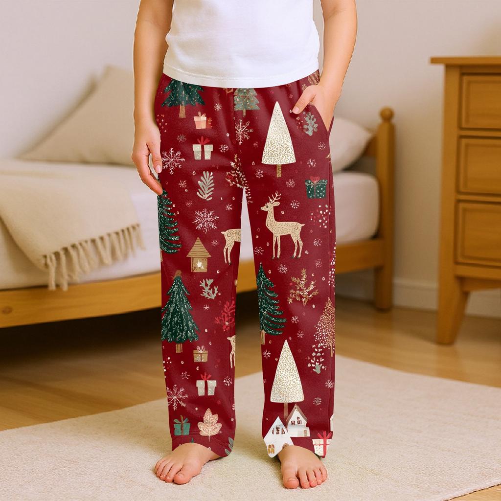 Children's Soft Comfortable Pyjama Bottoms Casual Christmas Print Home Pants