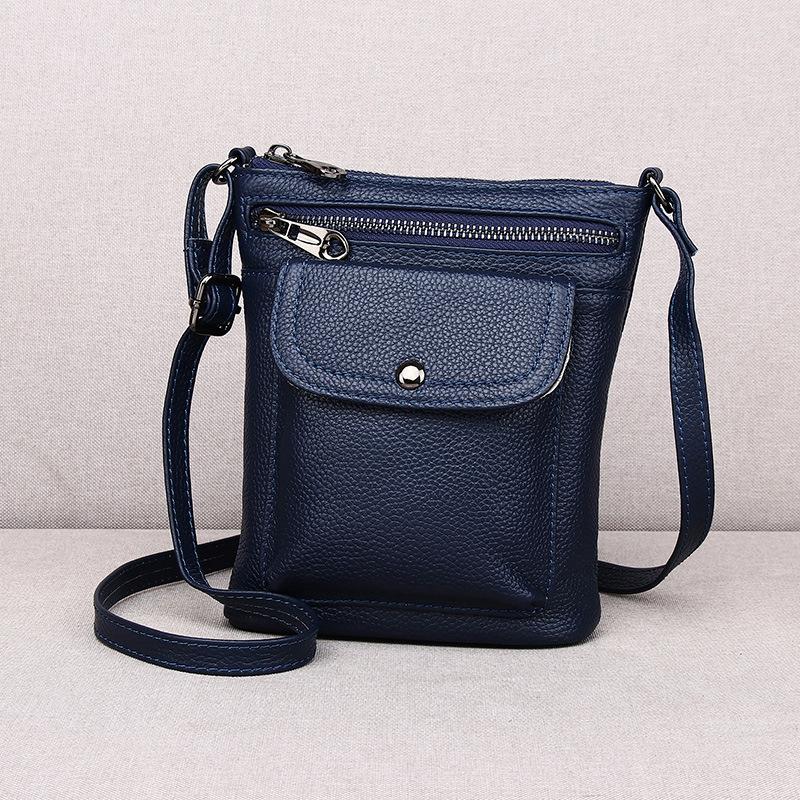 Mobile Phone Bag Female Messenger Leather Versatile First Layer Cowhide Spring And Summer Multi-Layer Small Satchel Mini Small Bag