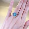 Zhuo Zhifan 2023 S925 Silver Sea Blue Ice Flower Oval Ring for Women