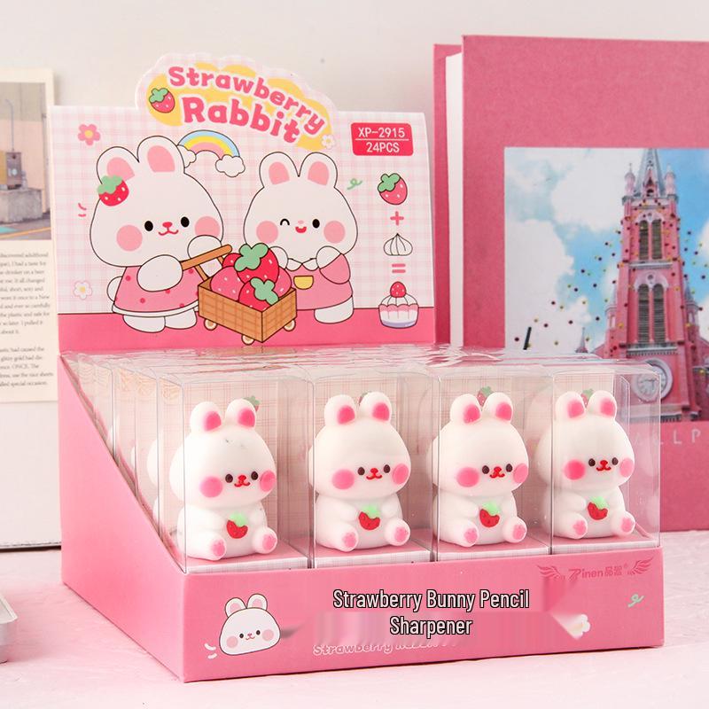 

Strawberry Rabbit Pencil Sharpener - Cute, Portable Back-to-School Supplies for Students