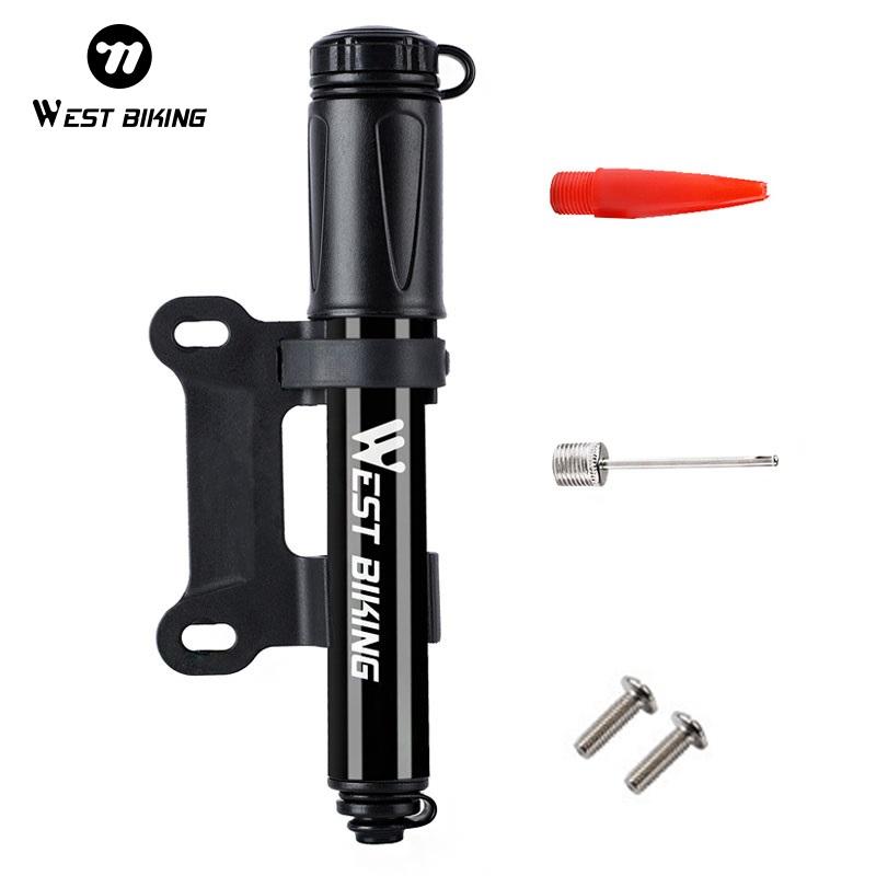 WEST BIKING Mini Bike Pump 100PSI Schrader Presta Valve MTB Road Cycling Pump Aluminum Alloy Bicycle Hand Air Pump Tire Inflator Mass Air Flow 3