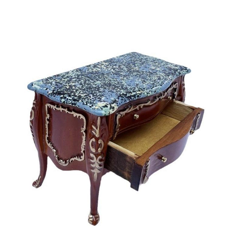 Puppenhäuser Ausstellung Nachttisch Weißes Holz Puppenhäuser Schubladenschrank Nachttisch Goldene Akzente