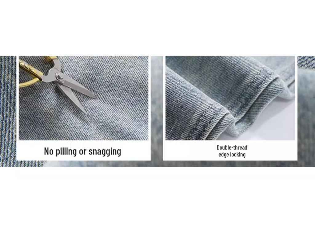 Women's Hip Hop Slim Straight Embroidered Distressed Jeans