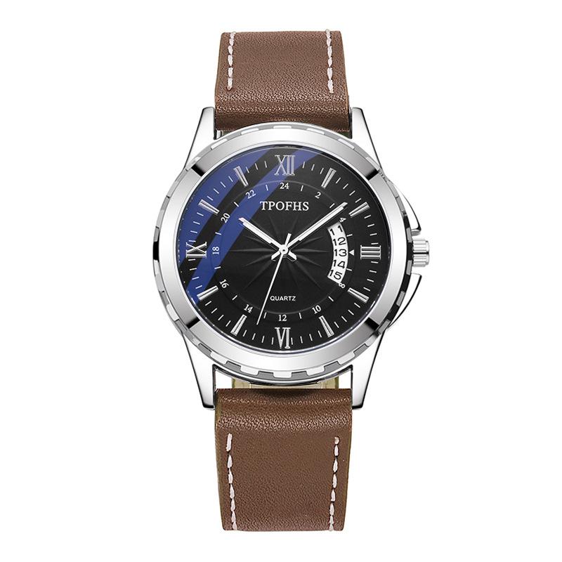 New Brand Men's Waterproof Quartz Watch with Star Pattern Dial and Fashionable Leather Strap