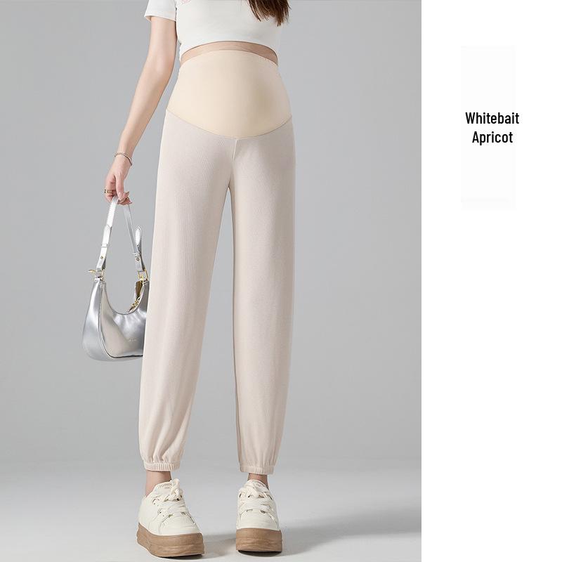 

2026 Spring/Summer Ice Silk Maternity Joggers: Lightweight, Loose-Fit Casual Harem Pants L брудно-білий