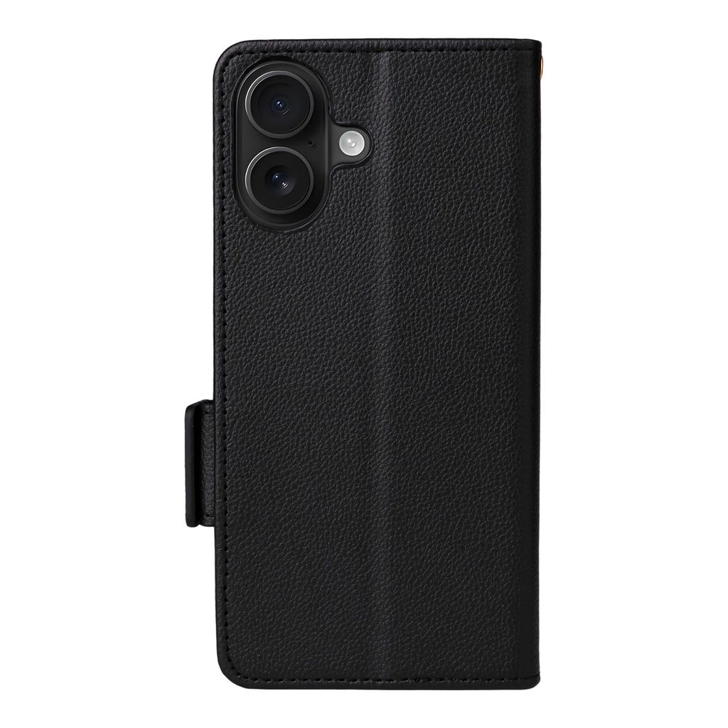 For iPhone 17 Case with Wrist Strap Litchi Texture PU Leather Wallet Phone Cover