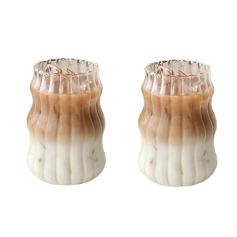 1/2pcs Clear Glass Cup Creative Ins Exquisite Heat-resistant Tumbler Tea Juice Milk Coffee Mug Home Office Cocktail Beer Glasses