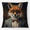 European Rabbit Badger Rooster Horse Animals Hipster with Glasses Painting Cushion Covers Decorative Pillowcase