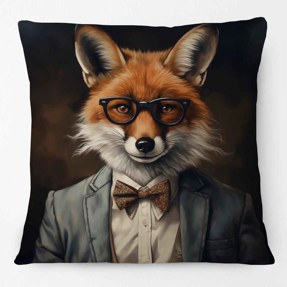 European Rabbit Badger Rooster Horse Animals Hipster with Glasses Painting Cushion Covers Decorative Pillowcase