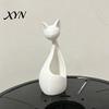 Desktop Succulents Holder Cute Cat-Shaped Sculpture, Hollow Out Ceramic Kitty Flower Pot with Smiling Face, Adorable Modern Planter Decor &