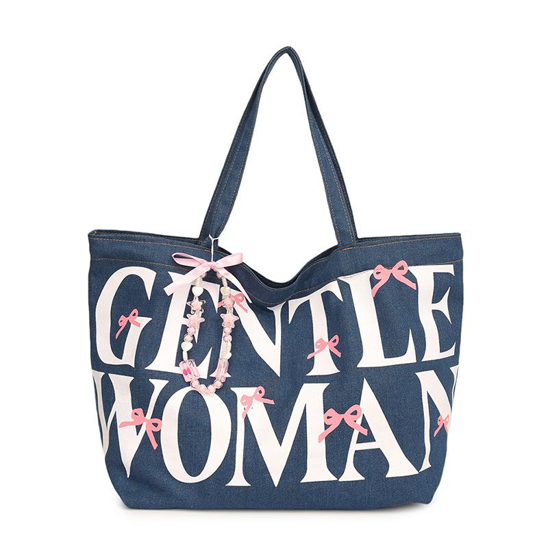 Korean Version of Girls' Large-capacity Tote Bag 2025 New Niche Canvas Bag Fashionable Letter Small Fresh Shoulder Bag