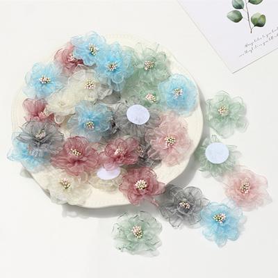 10PCs Chiffon Gauze Artificial Flowers Mesh Clothing Making Hair Accessories For Bouquet Wedding Party DIY Craft Home Decoration