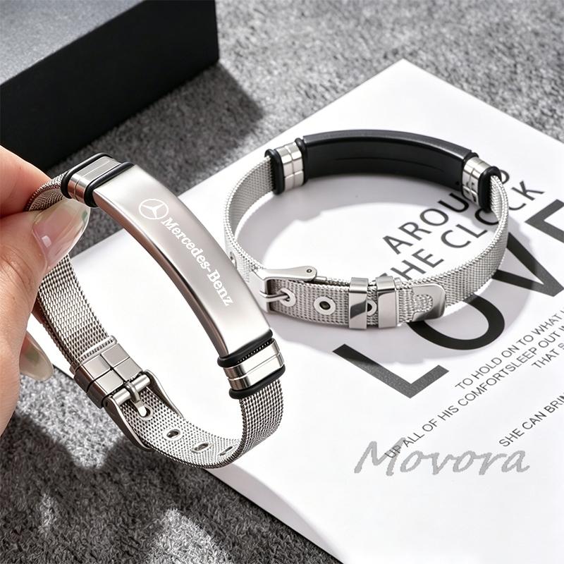 D4Fashion High-end Car Emblem Stainless Bracelet Versatile Adjustable Bracelet Gift For Mercedes Benz GLE63 CLS63 GLC63 W204 AMG