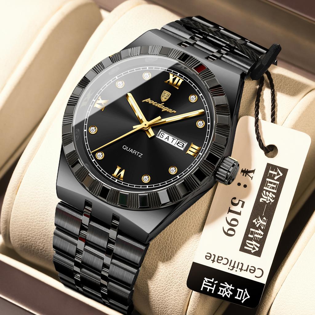 Men'S Watch Double Calendar Slim Quartz Watch